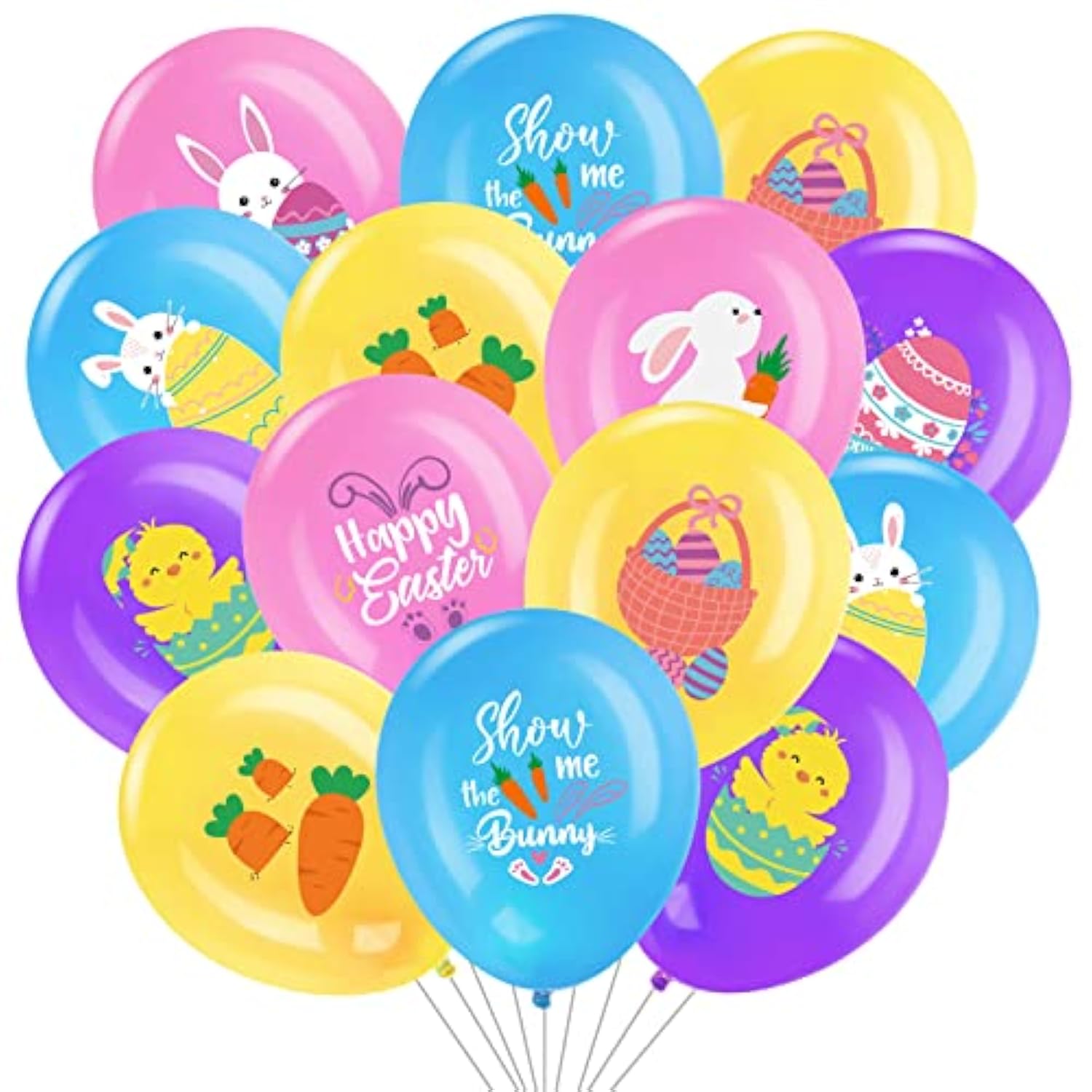 45 Piece Easter Party Latex Balloons Decorations, Easter Eggs Bunny Chick Balloon Hello Spring Happy Easter Decor For Spring Easter Birthday Theme Party Supplies Indoor Outdoor