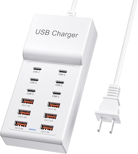 50W USB C Charging Station 12 Port Multi USB C Charger Power Strip for Phones Tablets
