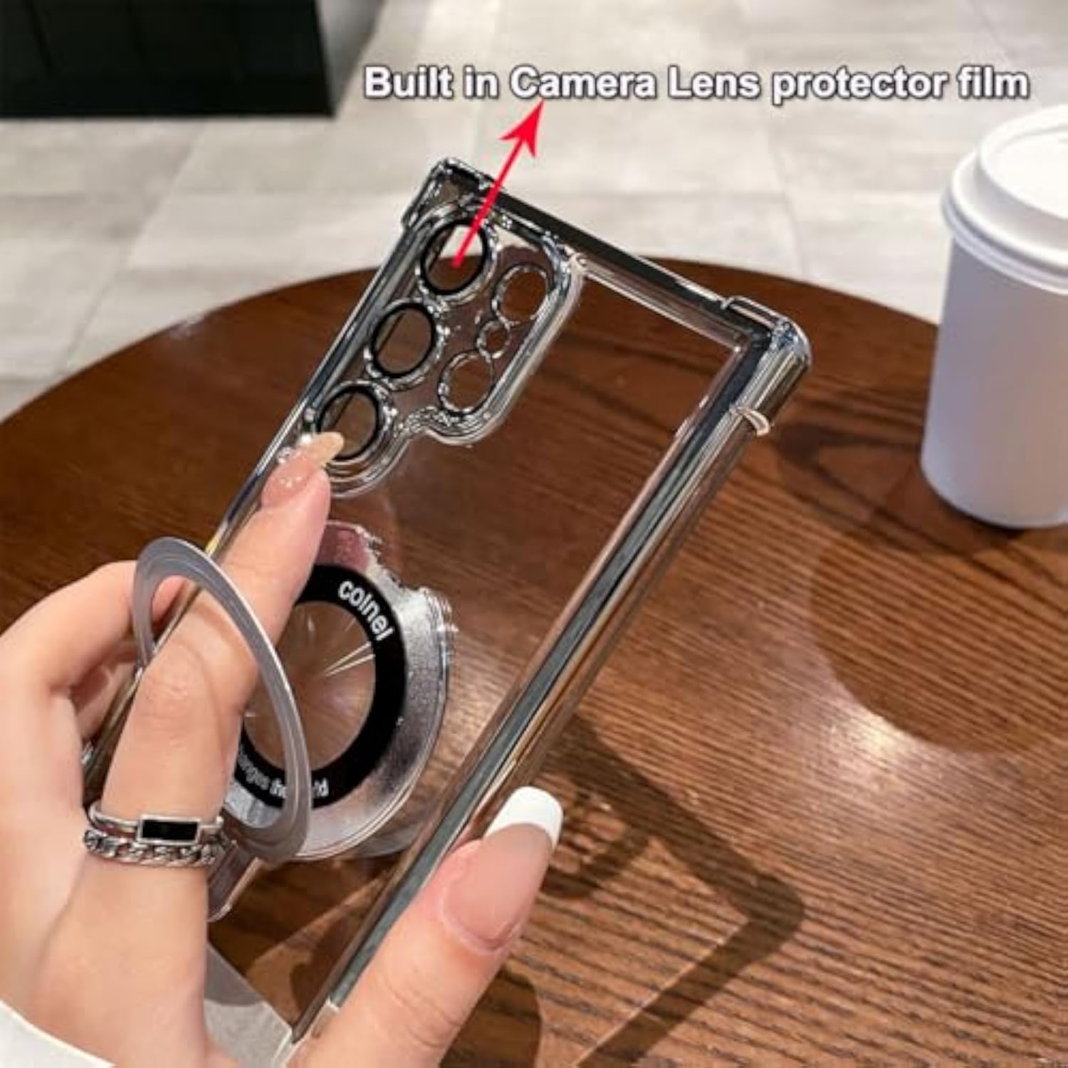 Samsung Galaxy S25 Ultra Clear Case with Magnetic Ring Stand, Compatible with MagSafe Shockproof Plating Soft Case Camera Lens Protector Thin Phone Cover for S25 Ultra 6.9 Inch Gold