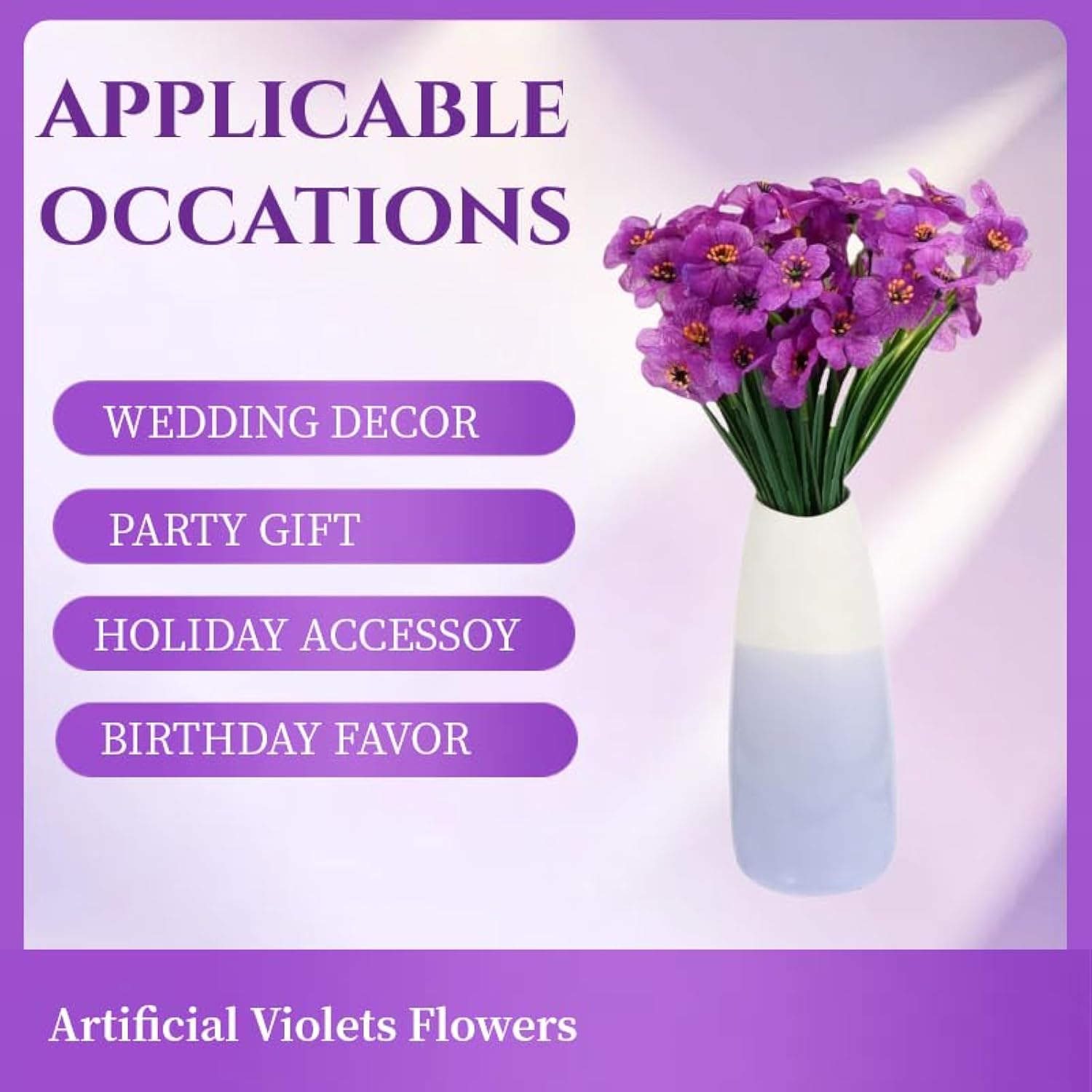 4 Bundles 18 Heads Artificial Violet Flowers, No Fade Fake Violet Artificial Flower Plant Faux Bouquet Decor For Home, Garden Party And Wedding Porch Window Box