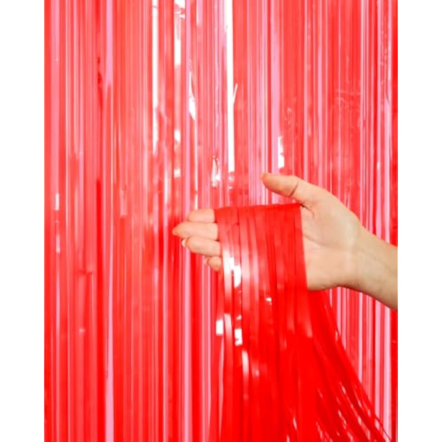 Cherry Red Party Curtain - Set Of 2 | Bachelorette Fringe Decorations, Cute Birthday Photo Booth, Party Backdrop, Scarlet Bday Supplies, Valentines Streamers, Galentines