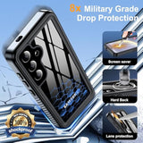 For Samsung Galaxy S25 Case, Ip68 Waterproof With Built-In Screen&Lens Protector [14Ft Military Shockproof] Full Body Heavy Duty Protective Phone Case For S25 5G, Black