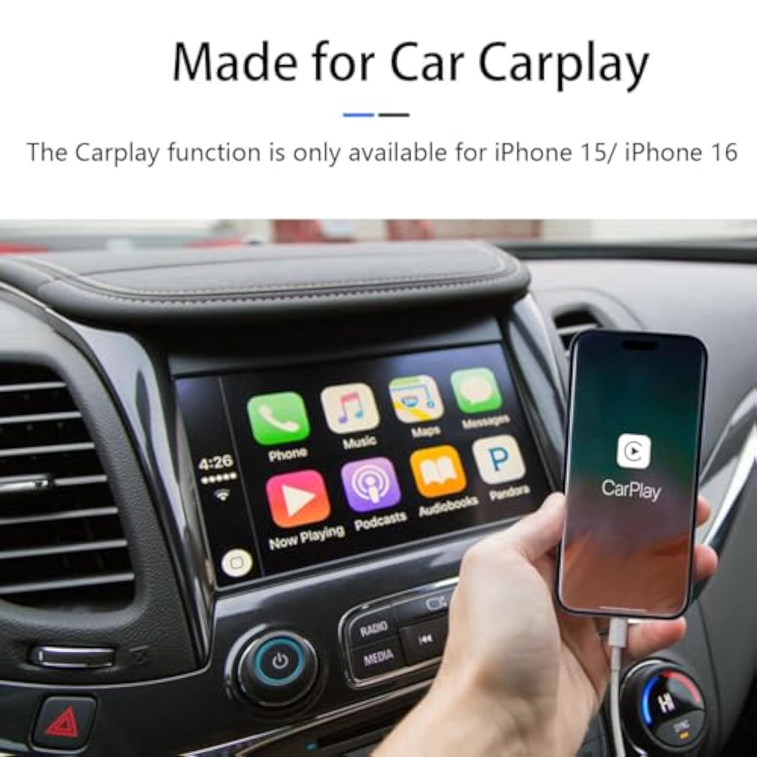 Car Carplay Cable For 15/16, Usb A To Usb C Cable Compatible For 15/16/16E/Se4, 15/16 Pro Max, 15/16 Plus, Ipad 10Th/11 Gen,Ipad Pro 12.9,Ipad Air 5Th/4Th Charger Cord,Car Charging Cable