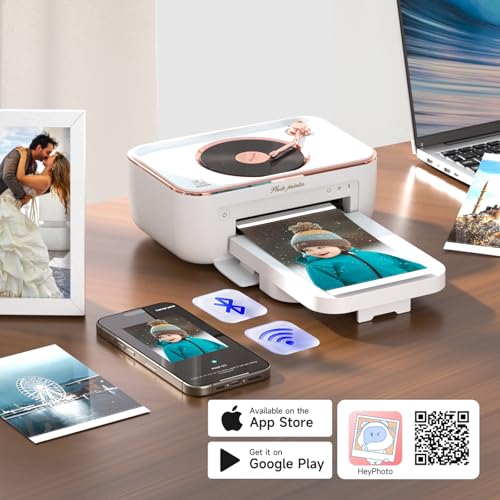 4X6'' Photo Printer With 20 Sheets Photo Paper & 1 Cartridge, Portable Instant Photo Printer For Iphone Android, Thermal Dye Sublimation, Wi-Fi Picture Printer