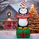 6Ft Christmas Penguin Inflatables Decoration With Led Lights, Blow Up Outdoor Decoration For Christmas Party, Holiday Xm
