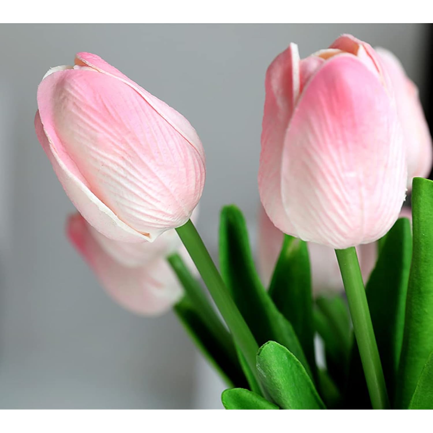 30Pcs Latex Tulips Real Touch Pink Artificial Flowers Fake Tulips Arrangement Bouquet For Home Office Wedding Decor (Pink)