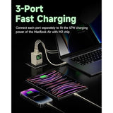 Usb C Charger, Retro 67 Power Display 3-Port Fast Gan Charger With Digital Rain, 67W Foldable, For Phone 16/15 Pro Max/13, Ipad, Macbook, Galaxy, Google Pixel Gifts Idea