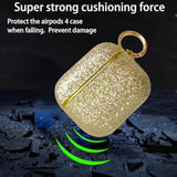 Cute Glitter AirPods 4 Case for Women with Keychain, Bling Hard Airpod iPods 4 Cases, Sparkly Rhinestone Air Pods 4 Generation Case for Women Girl, Model A3058/A3059 (Gold)