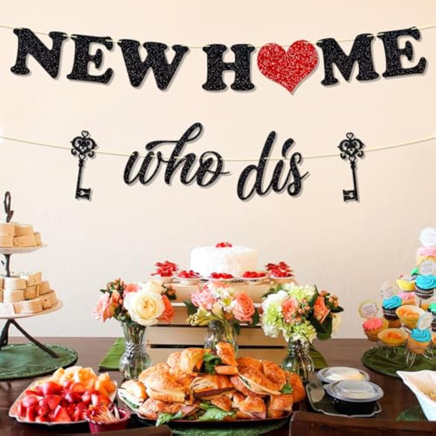 Glitter New Home Who Dis Banner Funny Housewarming Party Decor