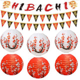 Hibachi Birthday Party Decorations - 9Pcs Japanese Hibachi Party Decorations Japanese Style Banners Garland Red White Plum Japanese Lantern Asian Themed Baby Shower Wedding Birthday Supplies