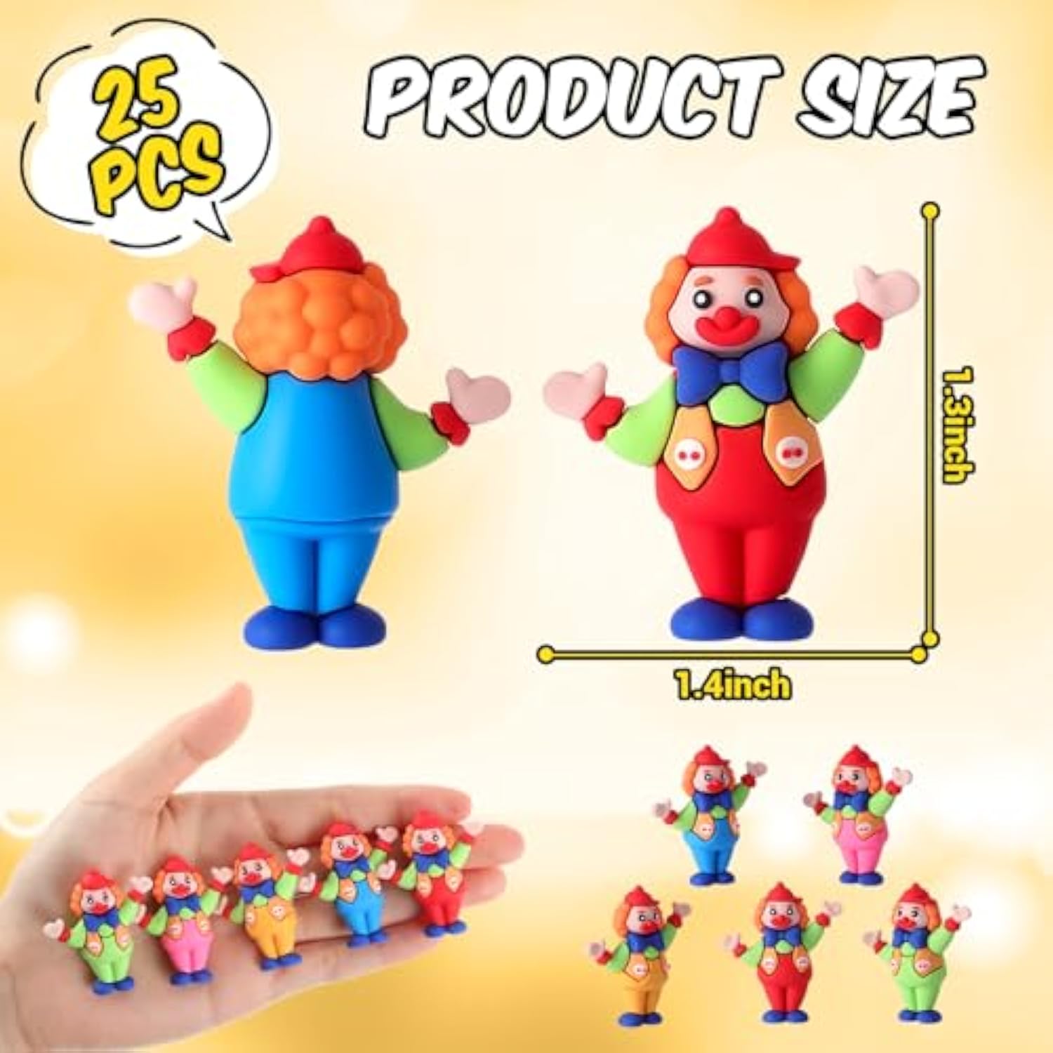 Clown Figurines Clown Figure Doll Circle Statues For Kids & Adults For Halloween Ornaments Display Home Table Desk Decor Circus Cake Toppers Party Favors (25 Pcs)