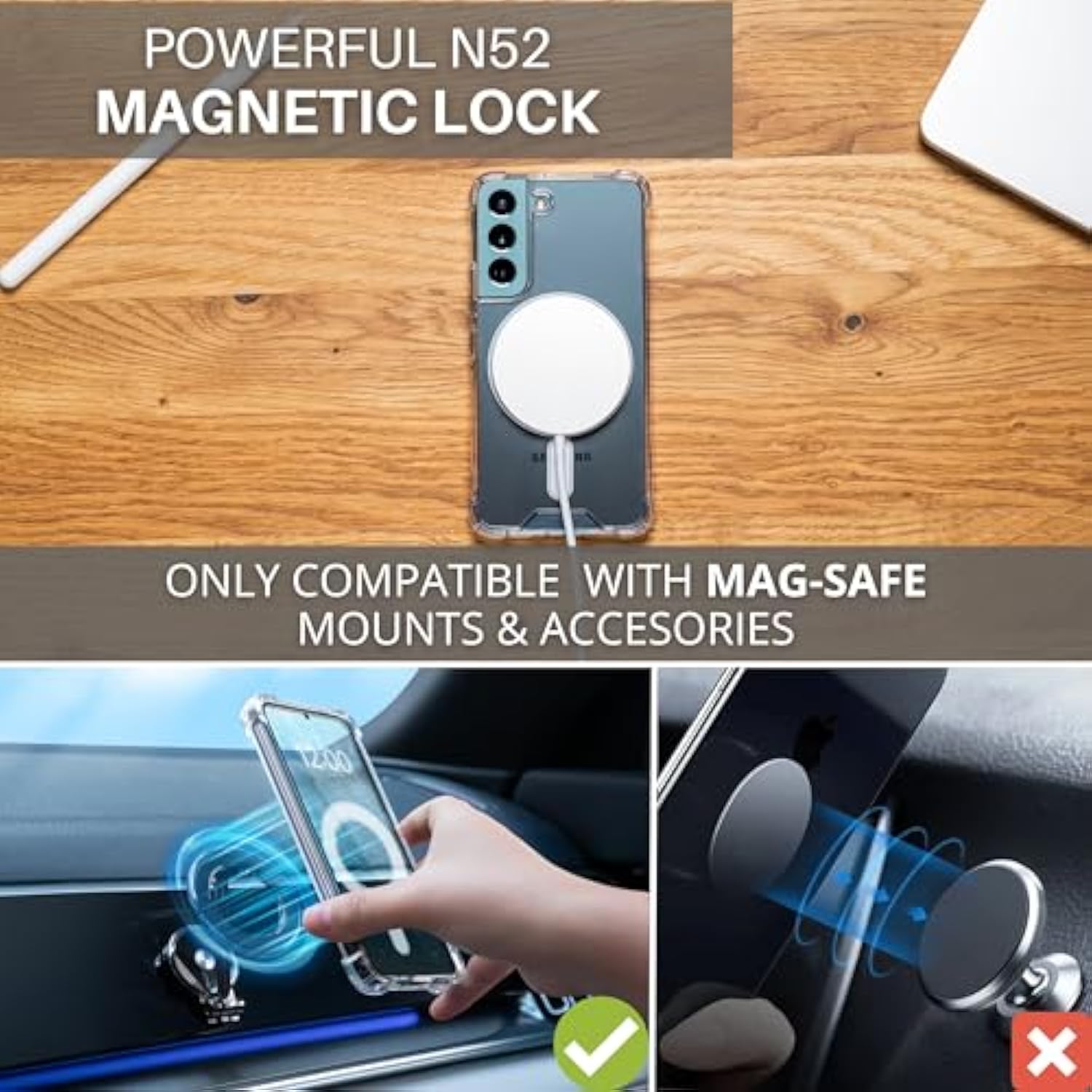 Magnetic Phone Case For Samsung Galaxy S23 Ultra Magsafe Case/Shockproof Transparent/Clear, Mag-St-S23U