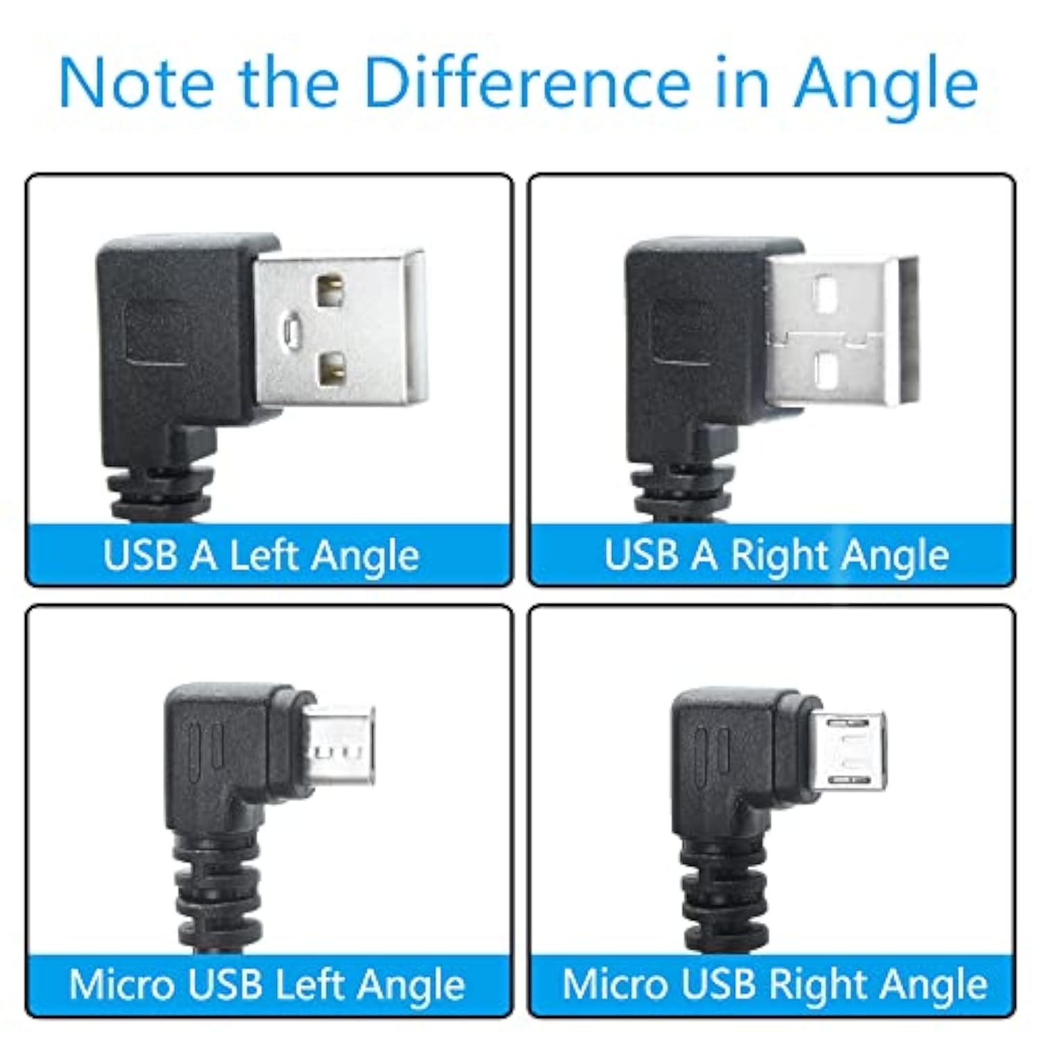 90 Degree Micro Usb Cable,25Cm Usb A Left Angle To Micro Usb Left Angle Chargi