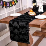 Black Bats Halloween Table Runner 13X72 Inch,Soft Plush Faux Fur Jacquard Seasonal Holiday Kitchen Dining Tabletop Runners For Home Indoor Decoration