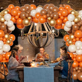 162PCS Fall Balloon Arch Kit with Orange Brown White Gold Balloons for Thanksgiving