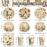120 Pcs Of Cowboy Party Supplies, Western Competitive Party Supplies, Cowboy Birthday Party Decorations, Plates, Tissues, Cups, Western Themed Tableware, Can Be Used By 30 People