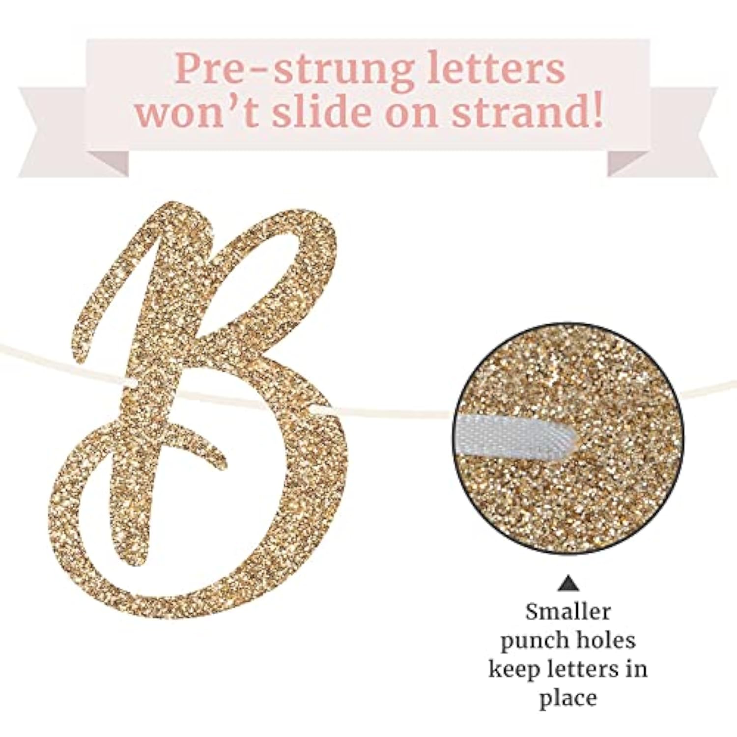 Pre-Strung Bride To Be Banner - No Diy - Gold Glitter Bachelorette Bridal Party Banner In Script - Pre-Strung Garland On 6 Ft Strand - Gold Bridal Party Decorations & Decor. Did We Mention No Diy