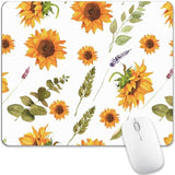 White Sunflower Mouse Pad Computer Cute Plant Leaves Yellow Flower Wildflower Mousepad Desk Mat Square Aesthetic Nature Washable Office Accessories Laptop Wireless Travel Decorative Pattern Gaming