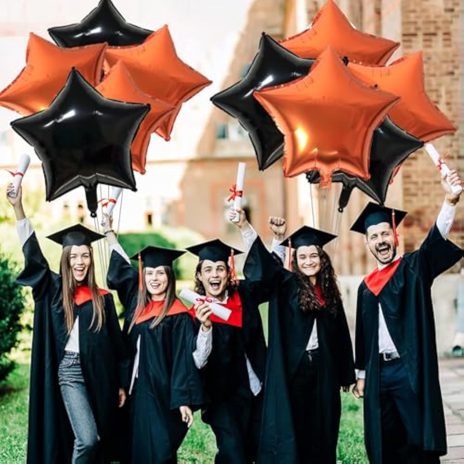 Black & Orange Star Foil Balloon Set: Halloween Party Decorations