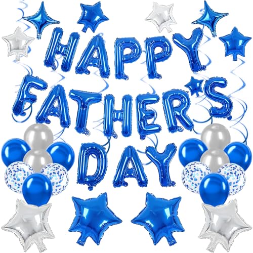 Happy Fathers Day Balloons Father's Day Banner for Father's Day Party Decorations (Fathers Day Blue)