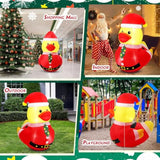 1 Set 5Ft Christmas Inflatables Decoration Outdoor Inflatables Duck With Build-In Leds Lights Giant Blow Up Duck Wear Ch