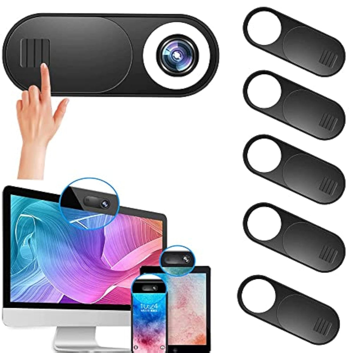 Webcam Cover Slide, Ultra Thin Round Hole Laptop Camera Cover Slide Blocker