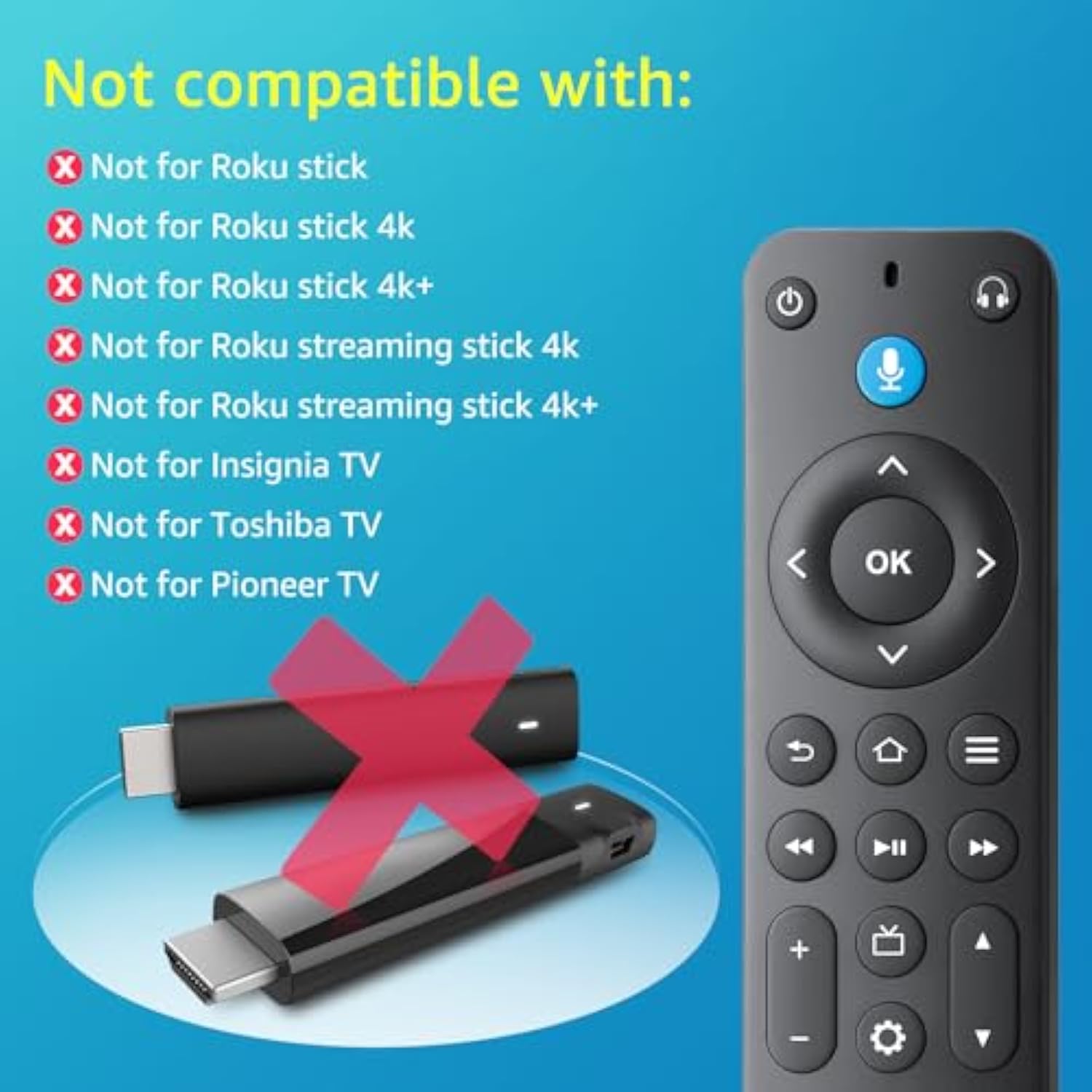Replacement Voice Remote Control for TV Stick, Cube, Insignia, Toshiba, Pioneer