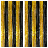 XL Black Gold Streamers 8x3.2ft Pack of 2 Party Backdrop Decor
