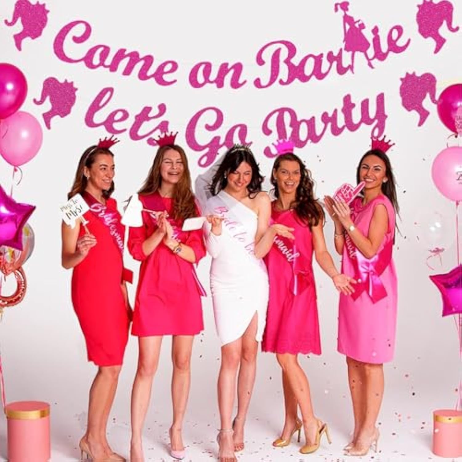 Hot Pink Girls Princess Birthday Decorations, Come On Ba*Bie Let’S Go Party Banner, Let'S Go Bachelorette Bridal Shower Party Decorations Supplies