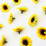 100Pcs Artificial Sunflower Heads, 1.6" Fake Simulation Flower Head For Home Party Wedding Cake Decoration?Small?