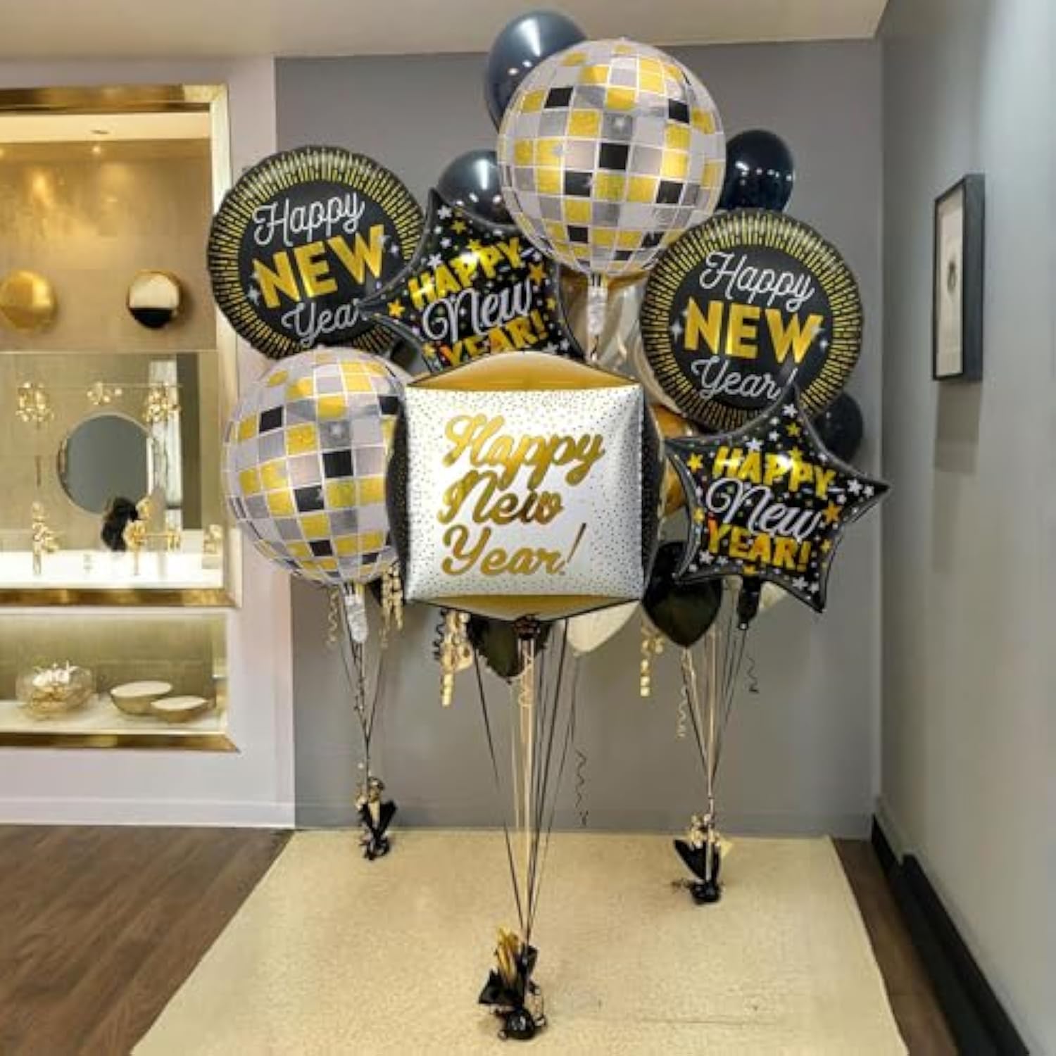 New Year 2026 4D Square and Disco Ball Balloons Party Decor