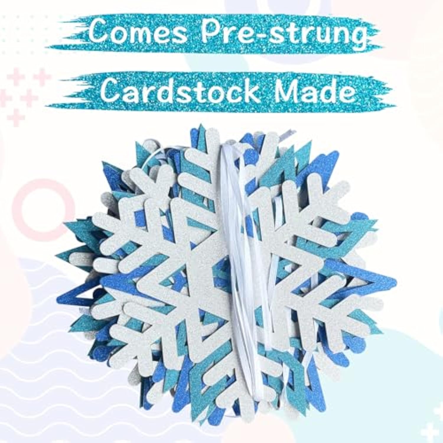 2 Pieces Snowflake Garland Banner Christmas Hanging Decorations, Winter Wonderland Decorations Frozen Birthday Party Supplies, Paper Snowflake Streamer For Holiday New Year Party Home Decor