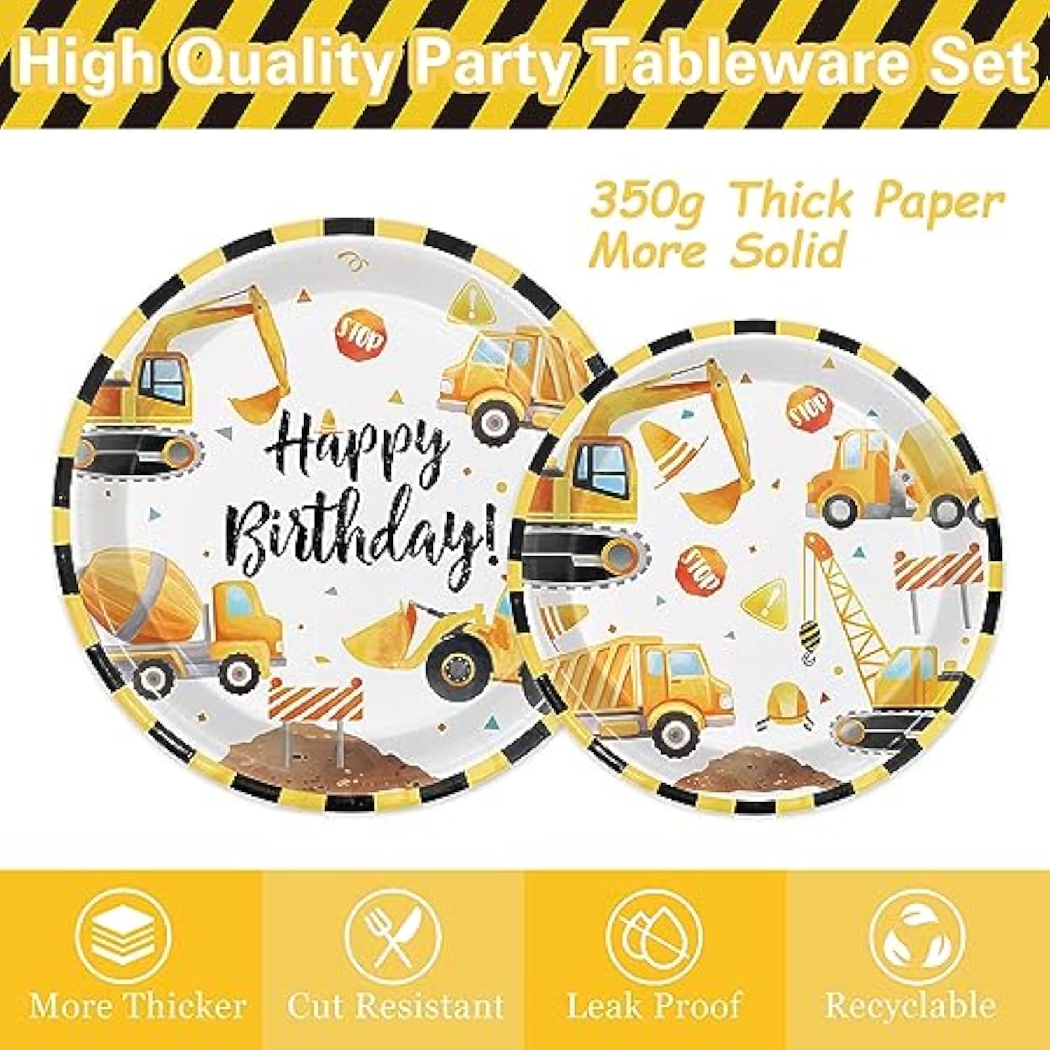 Construction Birthday Party Supplies Construction Theme Decorations Includes Plates, Cups, Napkins, Cutlery, Perfect For Boys Kids Birthday Party, Serves 24 Guests