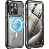 Waterproof Case - Metal Shockproof Phone Case Built-In Screen Protector [Ip68 Water Proof][14Ft Military Grade ], Heavy Duty Full Body Drop Protection Cover, 6.7" Black