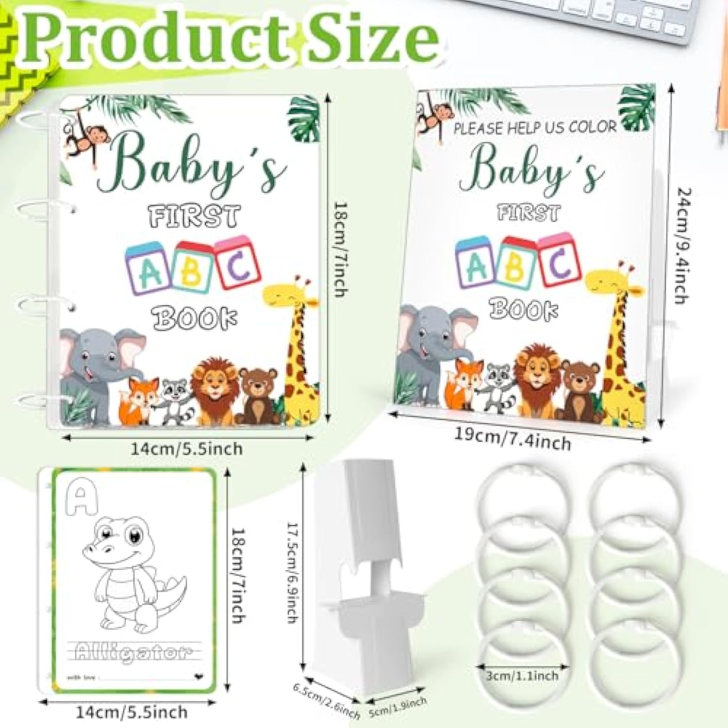 Baby'S First Abc Book Baby Shower Game 26 Pcs Coloring Card Animal Alphabet A To Z Baby Shower Guest Book Alternative Baby'S First Alphabet Coloring Book