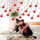 Anniversary Day Red Heart Hanging Swirls -12Pcs Love Heart Garland, Swirl Streamers Decorations,Ceiling Spirals For Engagement Wedding Party Baby Shower(12P-Swirl)