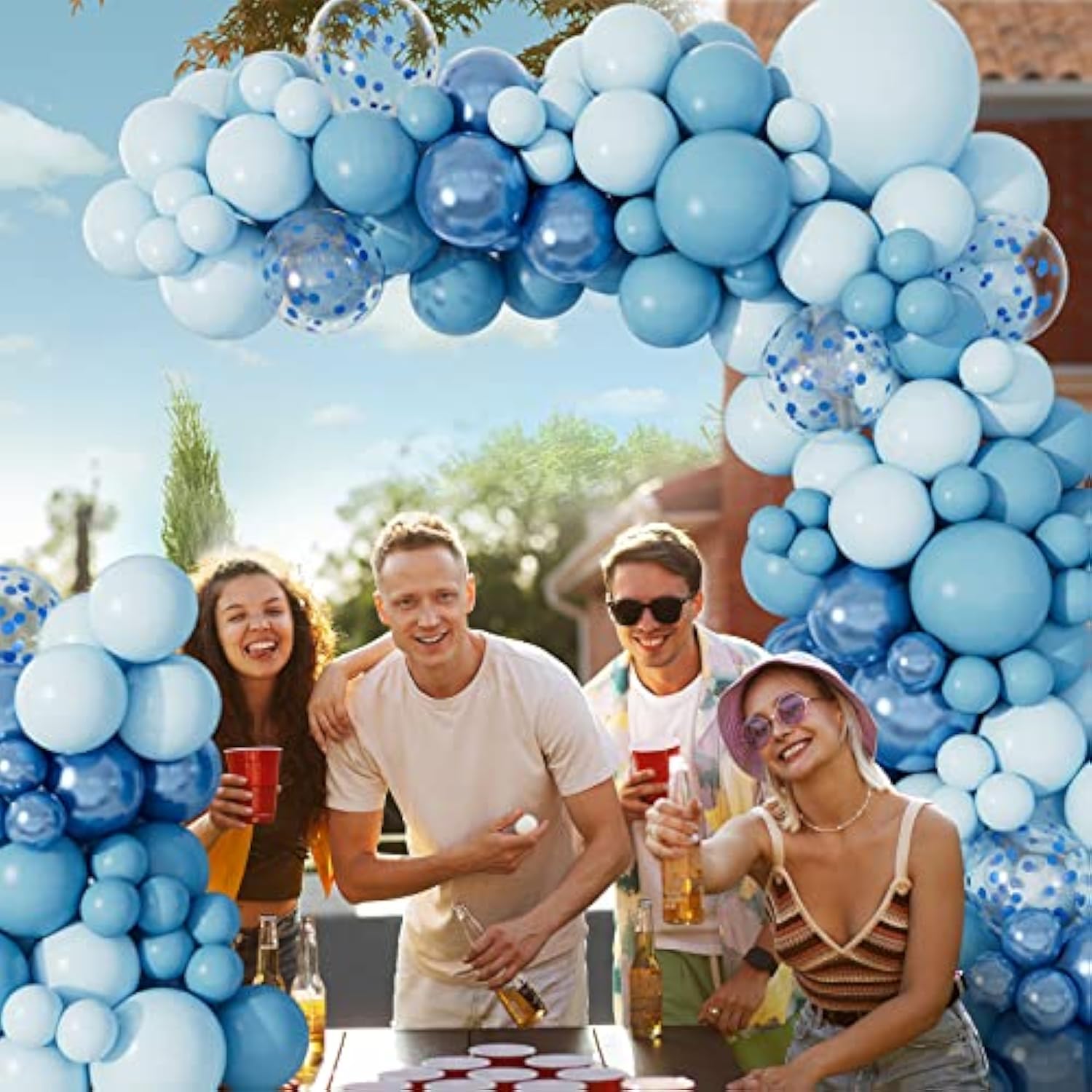 138Pcs Blue Balloon Arch Garland Kit With Different Size Metallic Maca