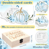 50 Pcs Double Side Fall Blue Pumpkin Baby Prediction And Advice Game Cards A Little Pumpkin Is On The Way Decoration With Wooden Keepsake Box Thanksgiving Day Shower Game Cards