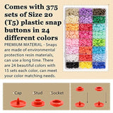 405 Pcs T5 Snaps Buttons With Snaps Pliers Set 24 Colors Round Plastic