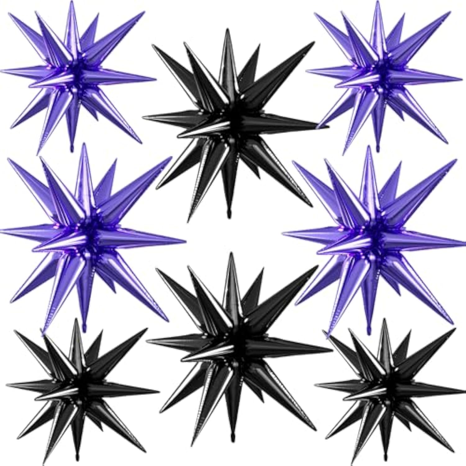 Purple Black Star Balloons, 22/27 Inch Black And Purple Star Shaped Balloons, Aluminum Foil Balloon, Cone Spike Balloon For Halloween Theme Birthday Graduation Baby Shower Wedding Decorations