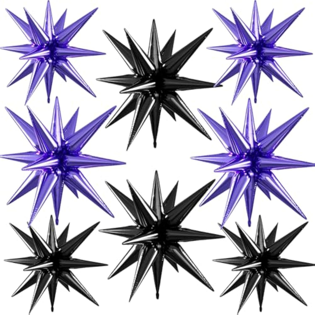 Purple Black Star Balloons, 22/27 Inch Black And Purple Star Shaped Balloons, Aluminum Foil Balloon, Cone Spike Balloon For Halloween Theme Birthday Graduation Baby Shower Wedding Decorations