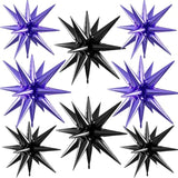 Purple Black Star Balloons, 22/27 Inch Black And Purple Star Shaped Balloons, Aluminum Foil Balloon, Cone Spike Balloon For Halloween Theme Birthday Graduation Baby Shower Wedding Decorations