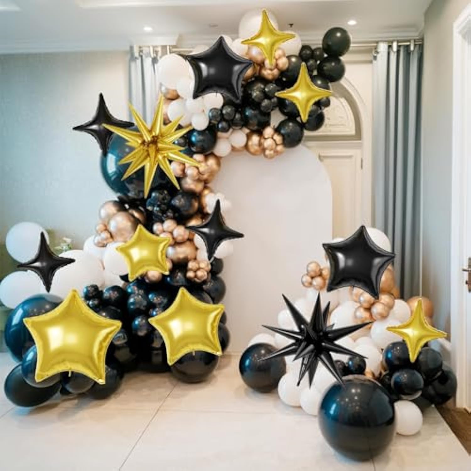 Black Gold Star Foil Balloons 22/18/10in for Birthday Anniversary & Party