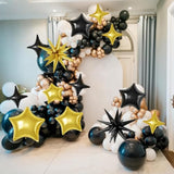 Black Gold Star Foil Balloons 22/18/10in for Birthday Anniversary & Party