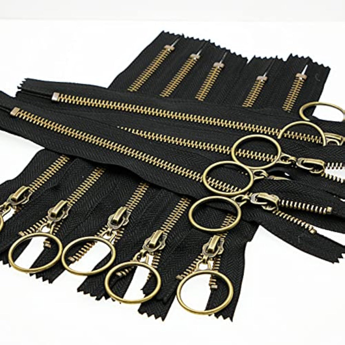10Pcs 9 Inch Zipper (23Cm) #5 Antique Brass Plated Metal Zippers Close