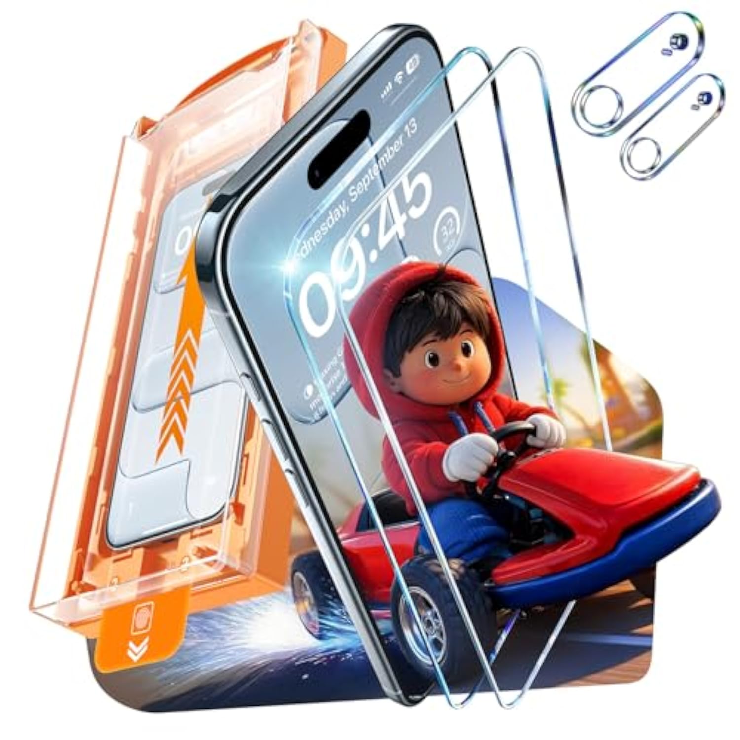 Screen Protector For Iphone 12 Pro Max [9H+ Military-Grade Aerospace Glass][Auto-Alignment Kit][Hd Clear] Shatterproof Tempered Glass Film For 12 Pro Max 6.7" Case-Friendly, Zero-Bubble