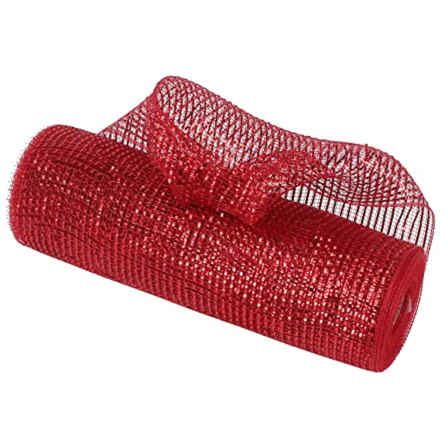 Red Mesh Ribbon Gold Deco Mesh Ribbon 10 Inch Wide Red Mesh Ribbon For Christmas Tree Metallic Mesh Roll Decorative Red Mesh Ribbon For Wreaths Garland Swag Basket Craft Supplies (30 Feet)
