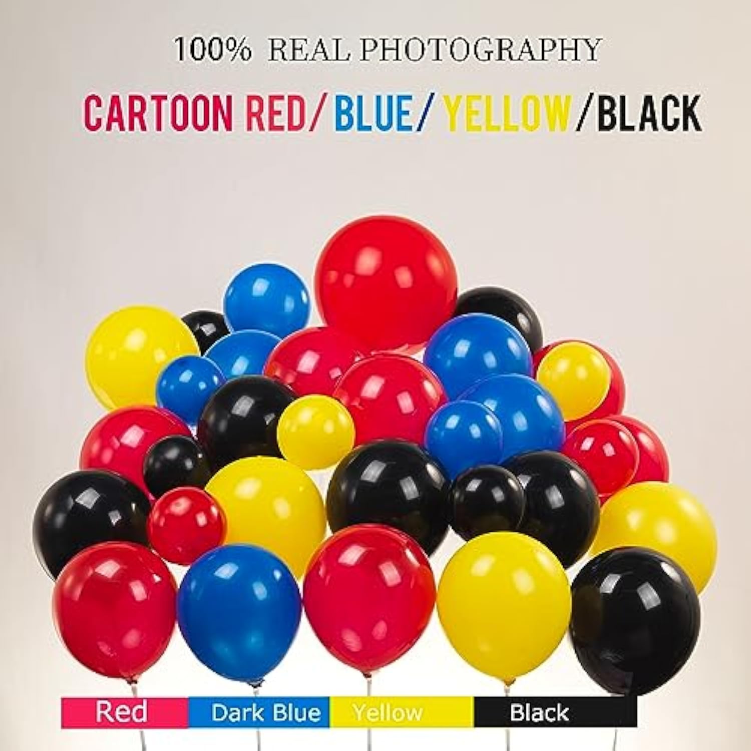Red Yellow Blue Black Balloon Garland Kit 130Pcs With Flash Lightining Fire Starburst Mylar Balloons For Cartoon Birthday Poke Theme Ball Party Decorations