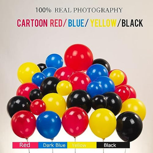 Red Yellow Blue Black Balloon Garland Kit 130Pcs With Flash Lightining Fire Starburst Mylar Balloons For Cartoon Birthday Poke Theme Ball Party Decorations