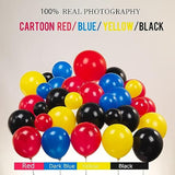 Red Yellow Blue Black Balloon Garland Kit 130Pcs With Flash Lightining Fire Starburst Mylar Balloons For Cartoon Birthday Poke Theme Ball Party Decorations